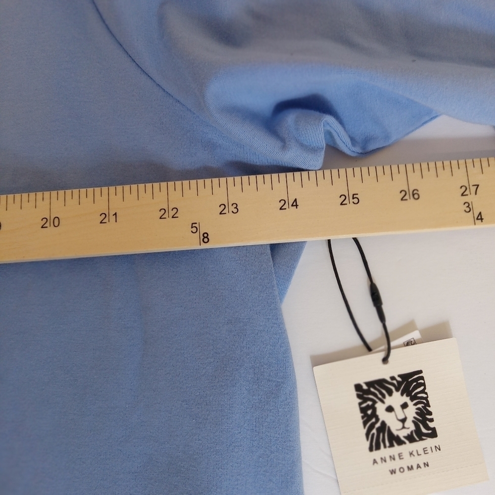 2X Anne Klein Scalloped Neck 3/4 Sleeve Sky Blue Top Blouse NWT - Picture 6 of 7